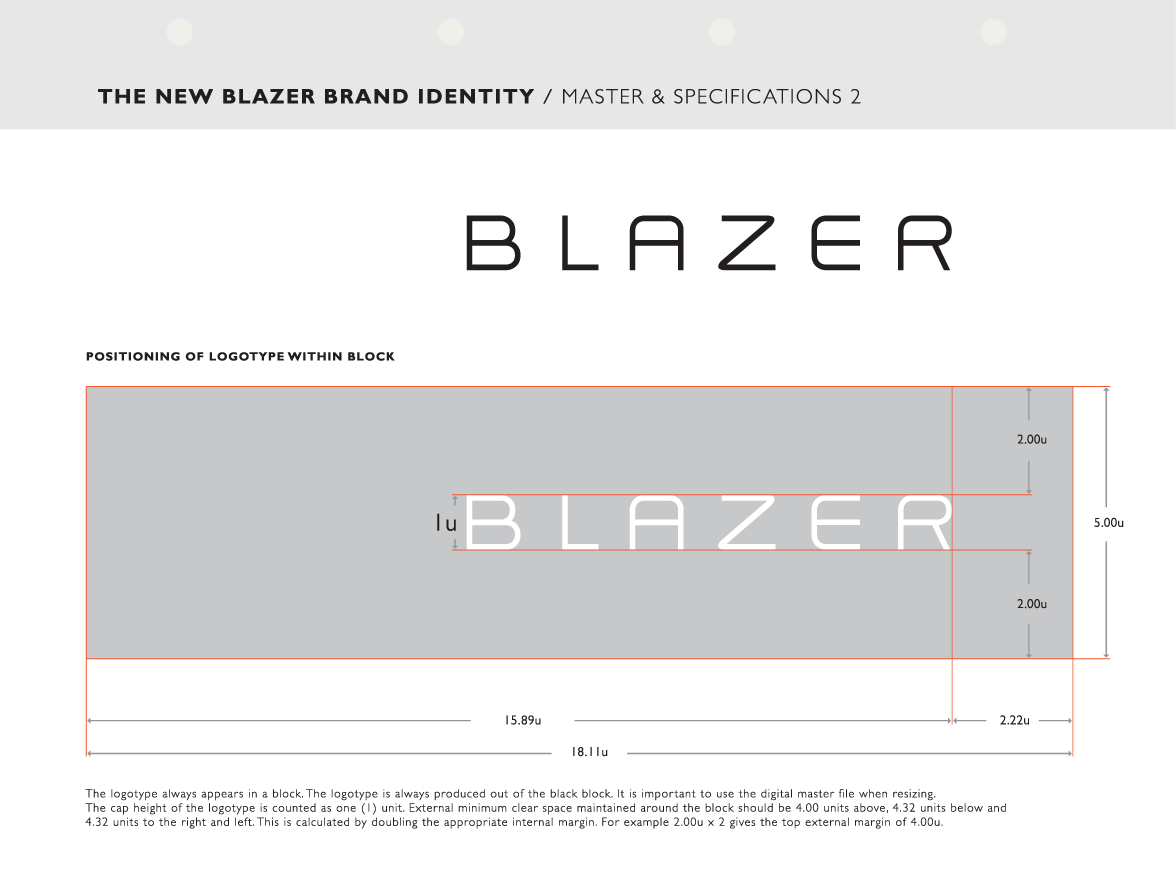 Brand specifications for Blazer