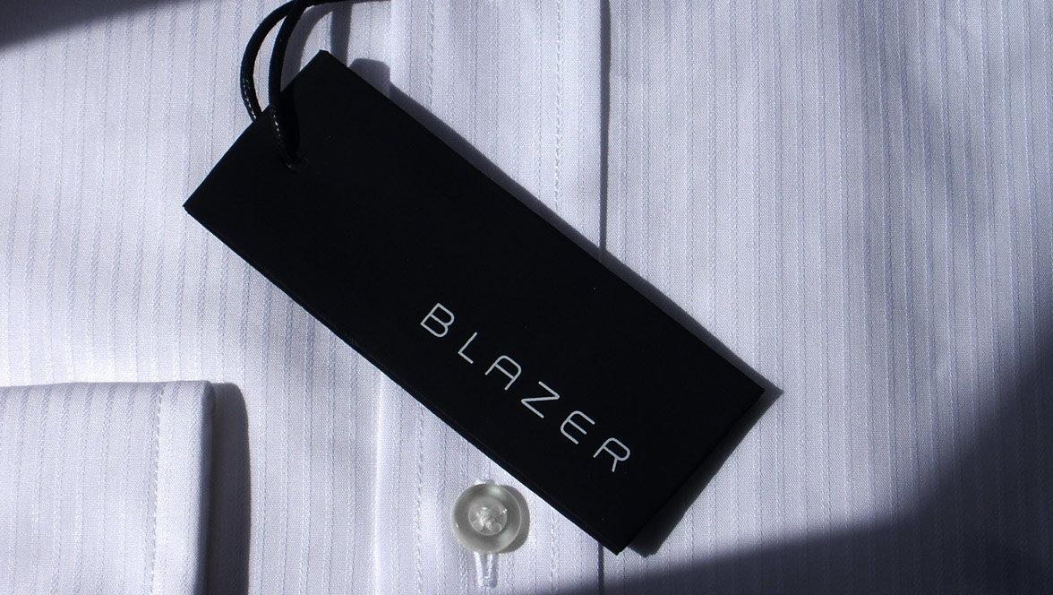Blazer on garment hangtag design by Nick Herbert Associates