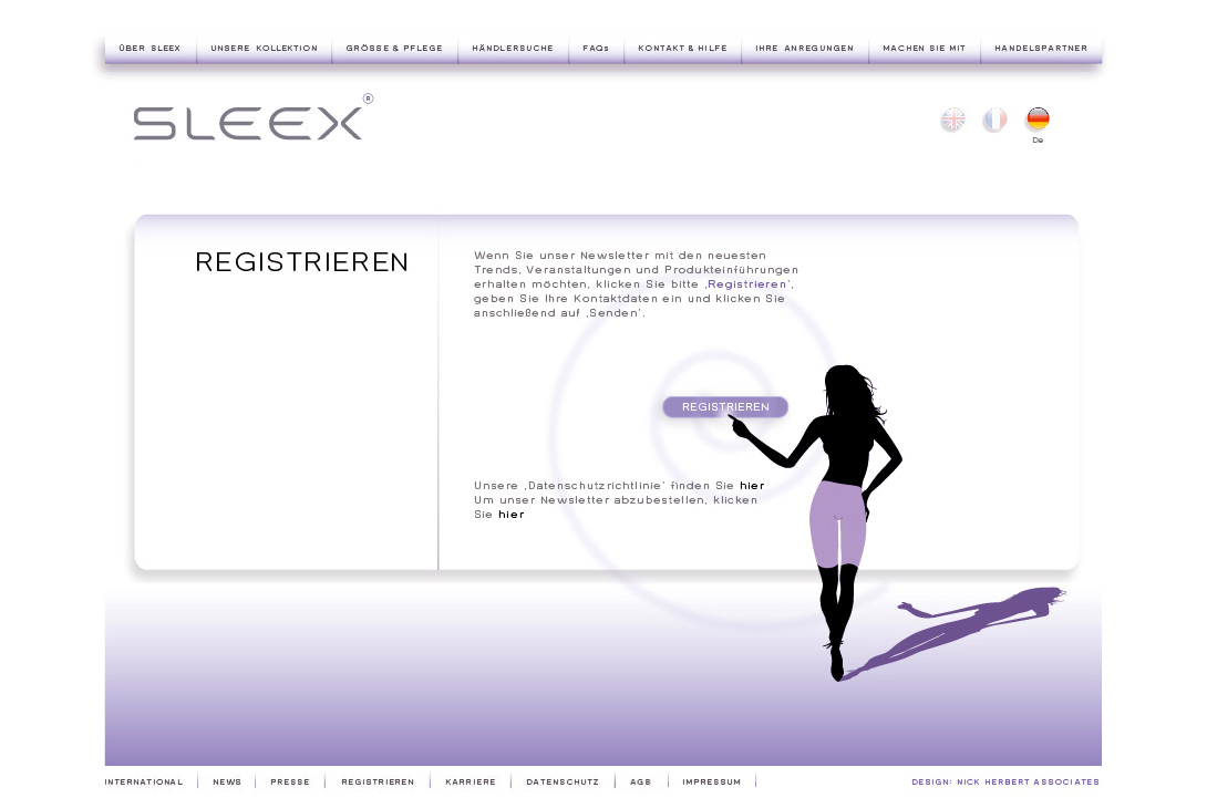 Website page in German - Register